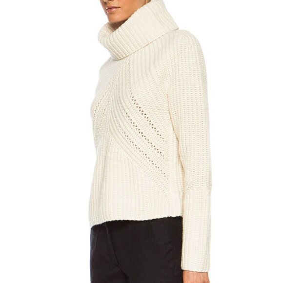 RAG & BONE CeCe Funnel Neck 100% Wool Pullover Ivory Beige Cream M $549 - Picture 3 of 13